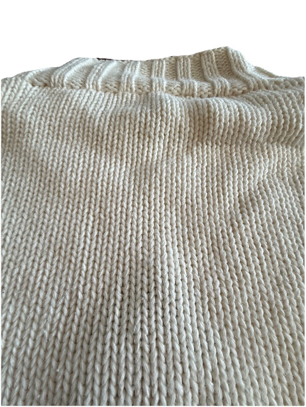 Vintage 1990s Liz Claiborne Christmas Tree Sweater Ivory Mock Neck Large - Picture 8 of 8